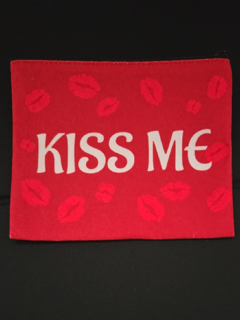 Red 'Kiss Me' Cosmetic Pouch